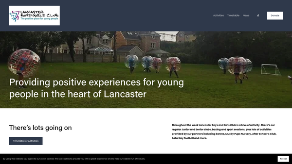 Screenshot of the Lancaster Boys And Girls Club website
