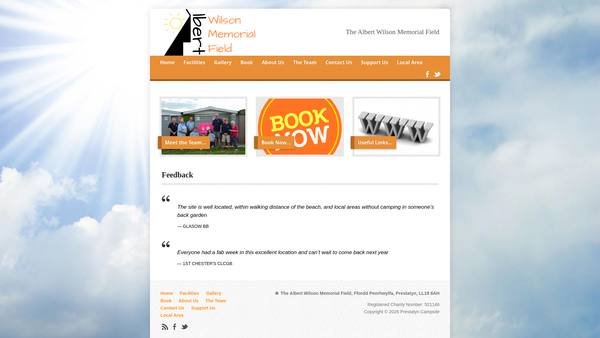 Screenshot of the Albert Wilson Memorial Field website