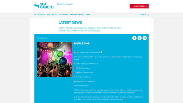 Screenshot of the South Liverpool Unit No 467 Of The Sea Cadet Corps website