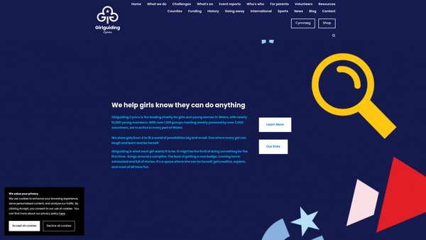 Screenshot of the Guides Cymru website