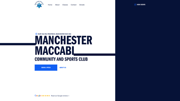 Screenshot of the Manchester Maccabi Community And Sports Club website