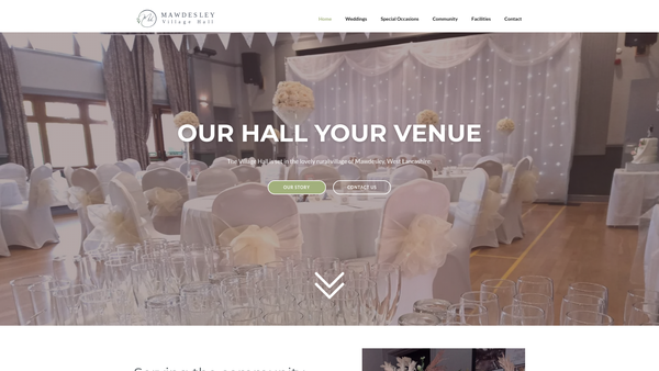 Screenshot of the Mawdesley Village Hall website