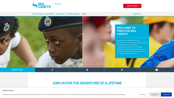Screenshot of the Preston Unit 277 Of The Sea Cadet Corps website
