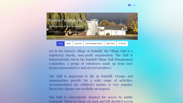 Screenshot of the Rainhill Village Hall website