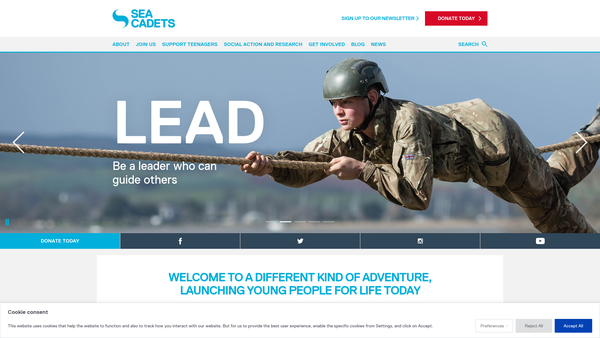 Screenshot of the Rochdale Unit 285 Of The Sea Cadet Corps website