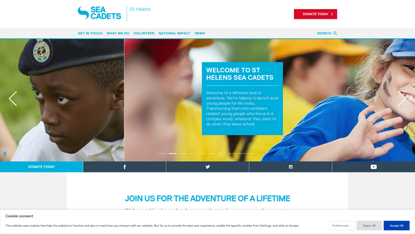 Screenshot of the St Helens Unit 294 Of The Sea Cadet Corps website