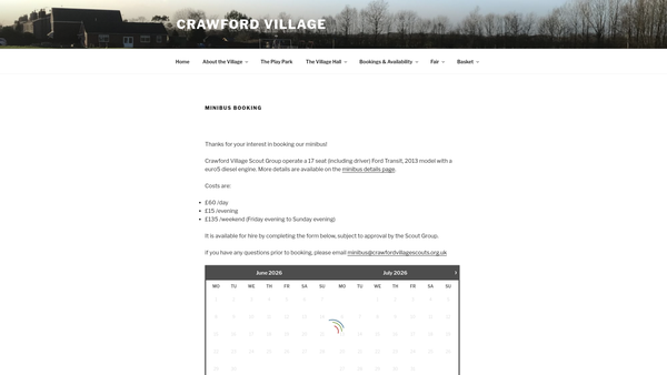 Screenshot of the Crawford Village and Pimbo Lane Playing Fields Association website