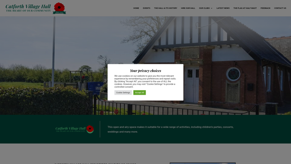 Screenshot of the Catforth Memorial Village Hall website