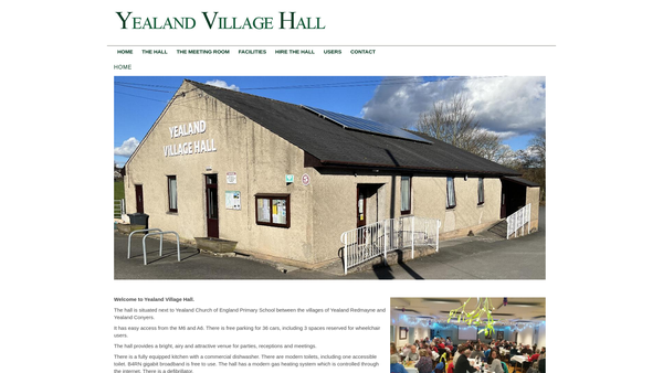 Screenshot of the Yealand Village Hall website
