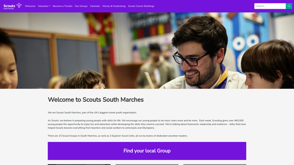 Screenshot of the South Marches District Scout Council website