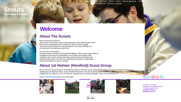 Screenshot of the 1st Holmer, Hereford, Scout Group website