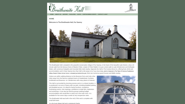 Screenshot of the The Braithwaite Hall website