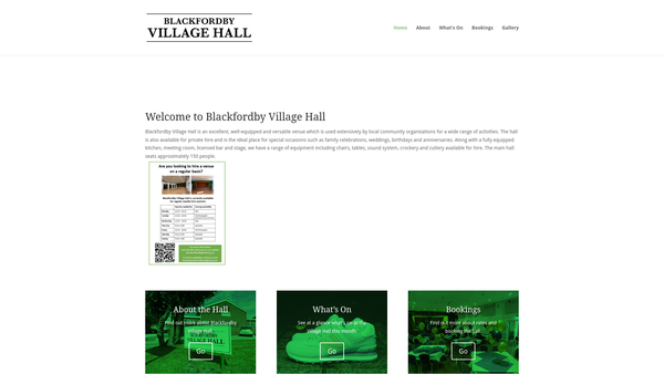 Screenshot of the Blackfordby Village Hall website