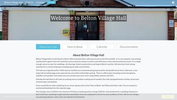 Screenshot of the Belton Village Hall website