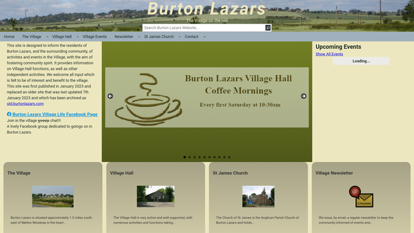 Screenshot of the Burton Lazars Village Hall website