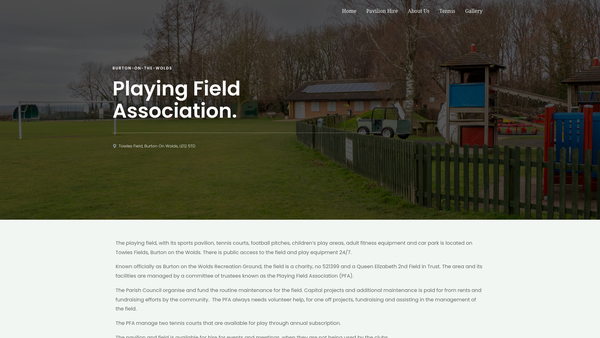 Screenshot of the Burton-On-The-Wolds Recreation Ground website