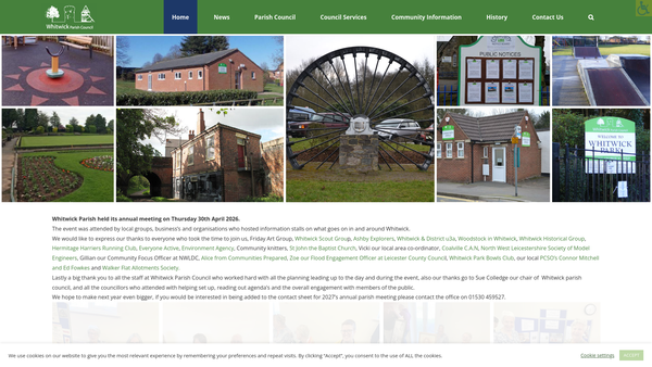 Screenshot of the Whitwick Park (King Georges Field) website