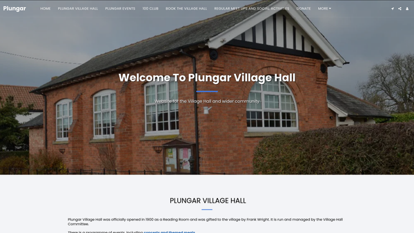 Screenshot of the Plungar Village Hall website