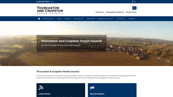Screenshot of the Thurcaston and Cropston Memorial Hall website