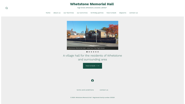 Screenshot of the Whetstone Memorial Hall website