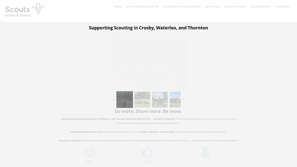 Screenshot of the Crosby And District Scout Council website