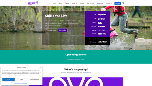 Screenshot of the 1st Abram Scout Group website