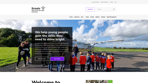 Screenshot of the 16th Lancaster (St Paul's) Scout Group website