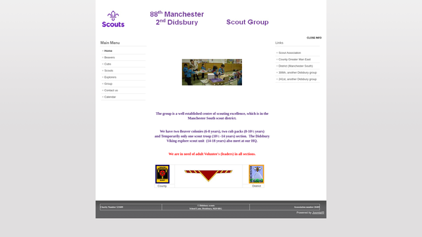Screenshot of the 2/88 Manchester Scout Group website