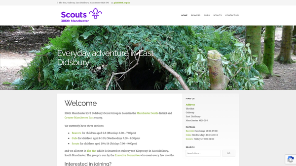 Screenshot of the 306th Manchester Scout Group website