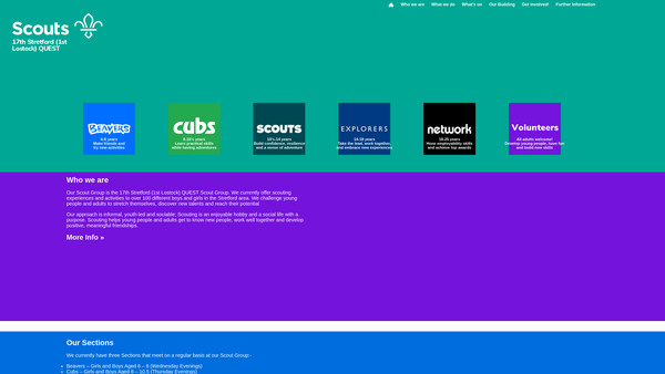 Screenshot of the 17th Stretford Scout Group website