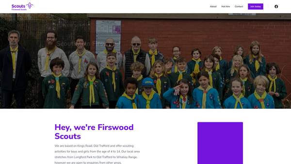 Screenshot of the 25th Stretford (Firswood) Scout Group website