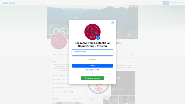 Screenshot of the 1st Lostock Hall St James Scout Group website