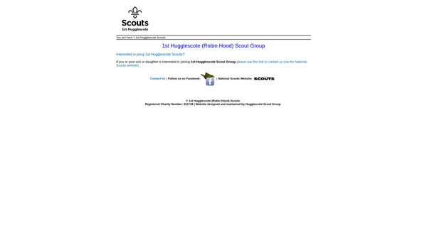 Screenshot of the 1st Hugglescote Robin Hood Scout Group website