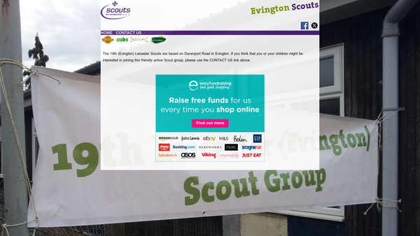 Screenshot of the 19th Leicester (Evington) Scout Group website
