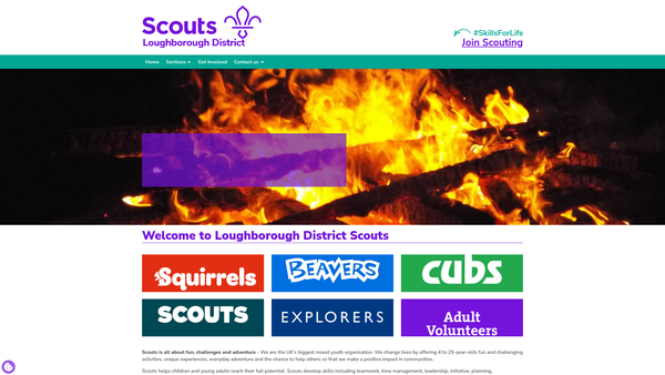 Screenshot of the Loughborough District Scout Council website