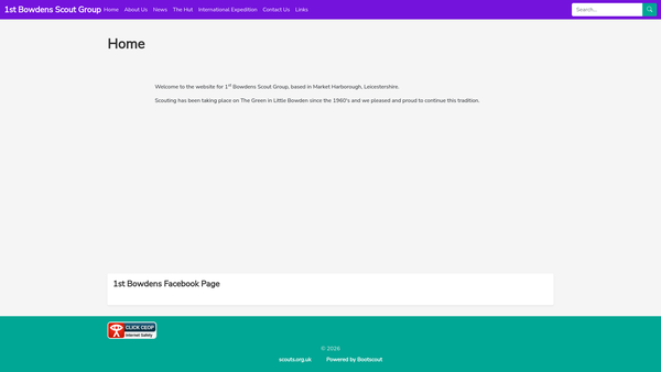 Screenshot of the 1st Bowdens Scout Group website