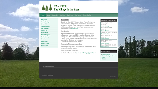 Screenshot of the Canwick Playing Field website