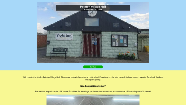 Screenshot of the Pointon Village Hall website