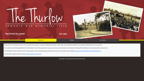 Screenshot of the Epworth War Memorial Field website