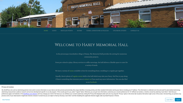 Screenshot of the Haxey Memorial Hall website
