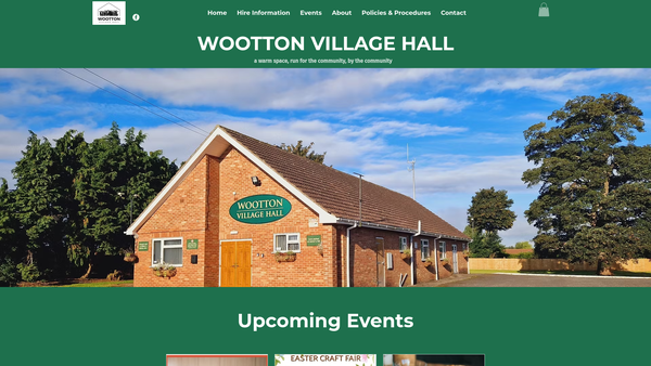 Screenshot of the Wootton Village Hall website