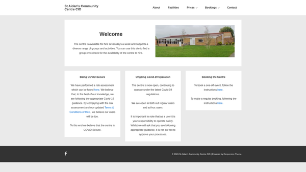 Screenshot of the St Aidan's Community Centre Organisation website