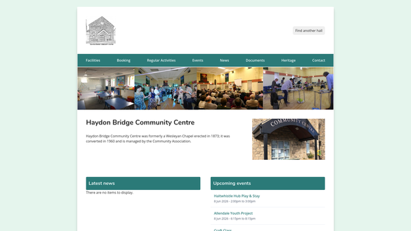 Screenshot of the Haydon Bridge Community Association website