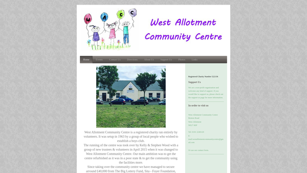 Screenshot of the West Allotment Community Centre website