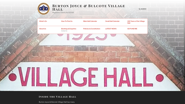 Screenshot of the The Burton Joyce And Bulcote Village Hall website