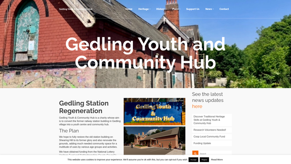 Screenshot of the Gedling Youth And Community Hub website