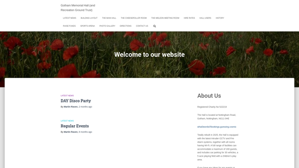 Screenshot of the Gotham Memorial Hall And Recreation Ground Trust website