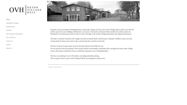 Screenshot of the Oxton Village Hall website