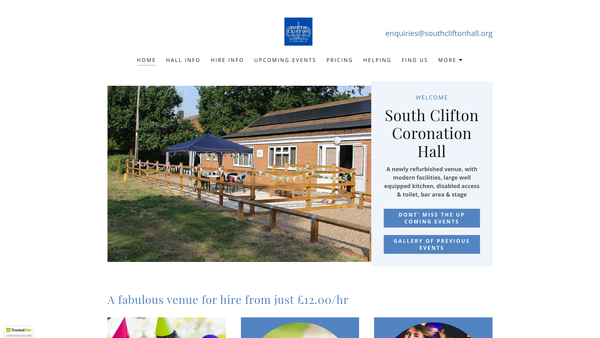 Screenshot of the Coronation Hall website