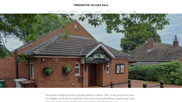 Screenshot of the Thrumpton Village Hall And Social Club website